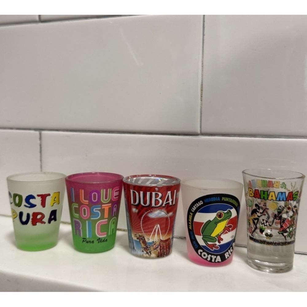 Shot Glasses Lot Of 5 Shot Glasses Dubai Costa Rica Bahamas